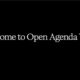 Welcome to Open Agenda WTF with black background and white text.